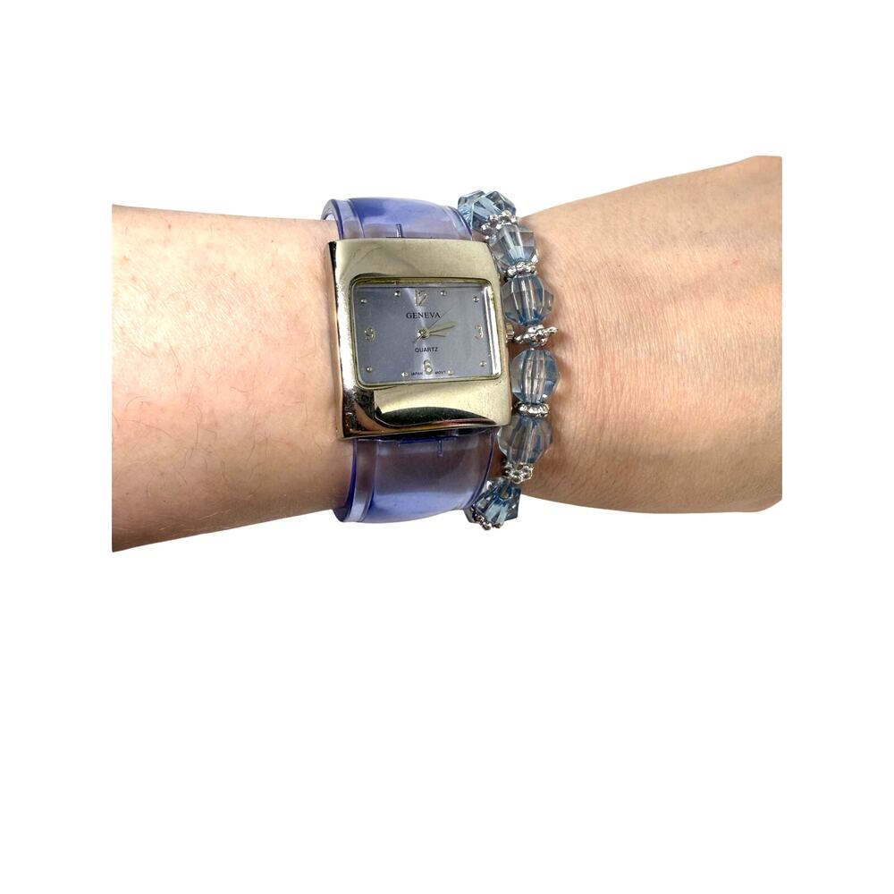 Geneva Translucent Blue Statement Watch + Bracelet Bundle ✨💙